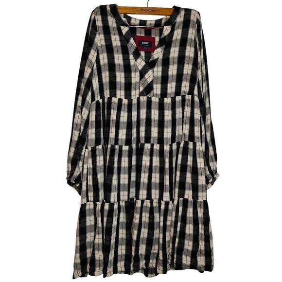 Maeve By Anthropologie Checkered Plaid Tiered Midi Dress - Picture 1 of 7